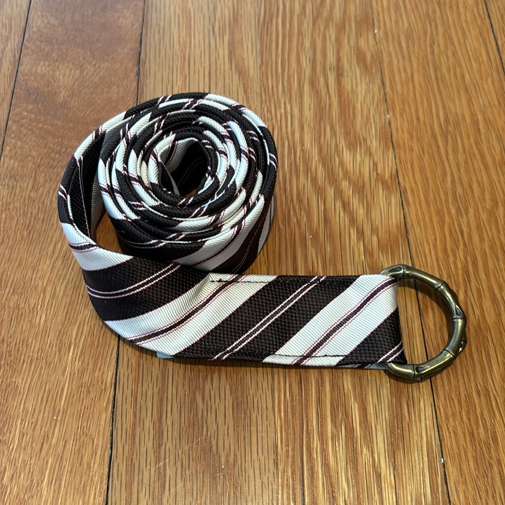 J Crew Factory 100% silk diagonal striped belt in cream, brown, & pink